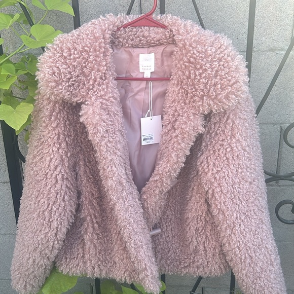Lauren Conrad pink shag winter jacket, Large - Picture 5 of 6